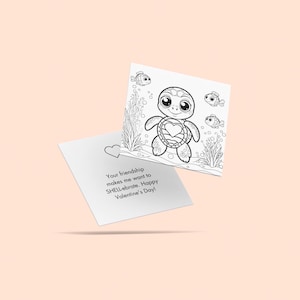 Cartões de Dia dos Namorados para impressão, download instantâneo, atividade de colorir para crianças com animais fofos, mensagens engraçadas, cartões de sala de aula para alunos