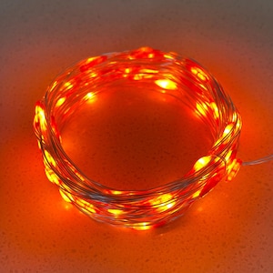 Orange Fairy Lights: Fall Decor, Fireplace, Canopy Lighting, Silver Wire