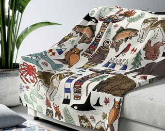 Alaska Blanket Sherpa Fleece Blanket Alaska Gift Alaska Souvenir Wilderness Nature Alaska Wild Alaska Pride Hiking Souvenir Camping Gift