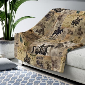 Wild West Blanket Sherpa Cowboy Decor Western Throw Western Home Decor Ranch Decor  Western Style Western Gift Housewarming Gift Farm House