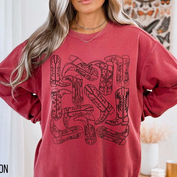 Cowgirl Boots Sweatshirt Comfort Colors Cute Western Shirt Cowgirl T Shirt Rodeo Outfits Western Outfits Country Concert Tee Trendy Western