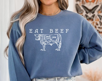 Eat Beef Shirt Farming Sweatshirt Ranch Wear Trendy Western Shirt Country Concert Apparel Cowboy Gift T-Shirt Cowgirl Rodeo Outfits Cows