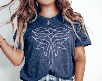 Boot Stitch Shirt Cute Western Tee Rodeo T Shirt Gift For Cowgirl Boho Apparel Country Music Outfits Nashville Girls Trip Texas Girl Ranch