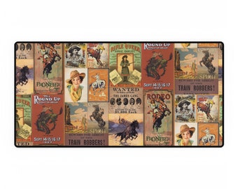 Retro Western Desk Mat Cowgirl Office Decor Western Mousepad Large Southwestern Desk Mat Cowboy Decor Ranch Desk Pad Cowgirl Americana