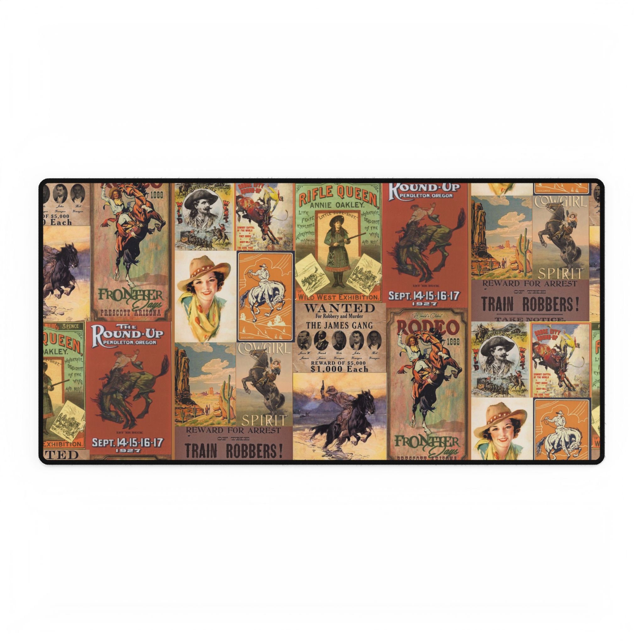 Retro Western Desk Mat Cowgirl Office Decor Western Mousepad Large ...