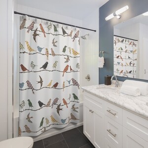Birds Shower Curtain Bird Decor Bird Lover Gift Farmhouse Decor Country Decor Modern Farmhouse Bath Decor Cute Bathroom Decor Nature Lover Bild 2