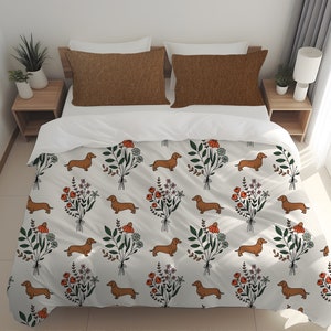 Wiener Dog Dachshund Pattern Print Duvet Cover Bedding Set