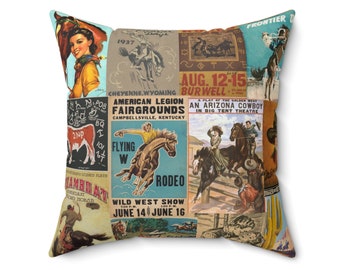 Western Pillow Wild West Cowboy Pillow Western Decor Vintage Western Vintage Cowboy Retro Cowboy Ranch Decor Cowboy Decor Farmhouse Pillows