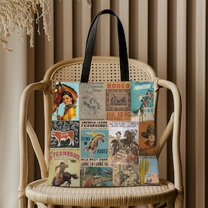 Western Tote Bag Western Accessories Western Style Western Gift Vintage Western Vintage Cowboy Cute Tote Bag Cowgirl Gift Cowgirl Style