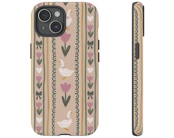 CottageCore Phone Case Cozy Vintage Coquette Aesthetic Goose Lover Gift iPhone 16 Samsung Case Girly Whimsical Gift For Her Silly Goose