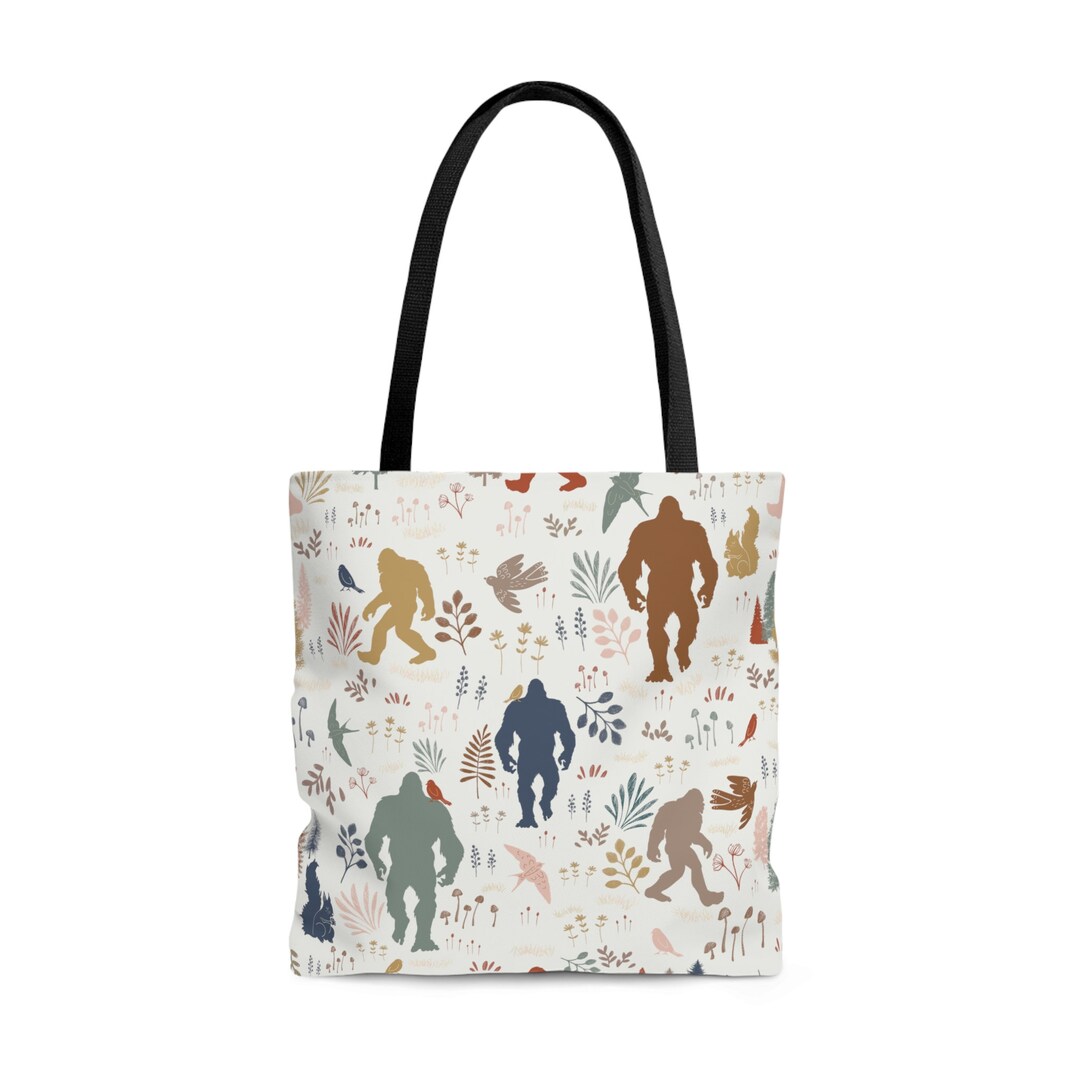 Bigfoot Blue Pattern Print Leather Tote Bag