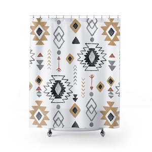 Aztec Shower Curtain Boho Shower Curtain Southwestern Shower Curtain Boho Decor Western Home Decor Ranch Decor Western Bathroom Boho Shower