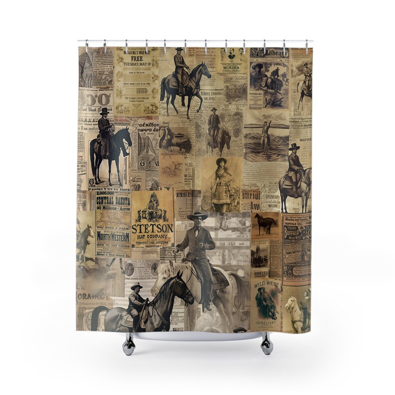 Vintage Wester Shower Curtain Wild West Decor Vintage Cowboy Etsy