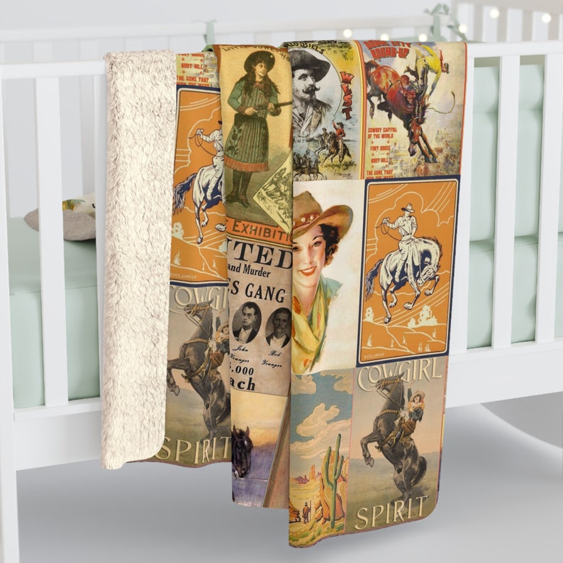 Western Posters Blanket Sherpa Fleece Blanket Western Blanket Western Gift For Ranch Decor Western Decor Vintage Western Gift For Cowgirl image 4