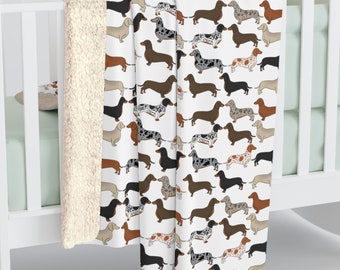Dachshund Blanket Fleece Blanket Nursery Blanket Dachshund Lover Sausage Dog Wiener Dog Sofa Blanket Dog Lover Doxie Mom Gift Dachshund Mom