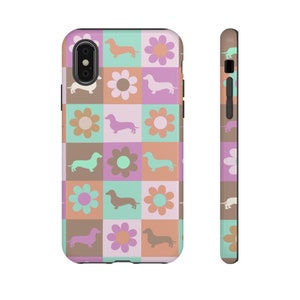 Dachshund Phone Case iPhone 15 Phone Case Sausage Dog Gift Wiener Dog Gift for Doxie Mom Retro Phone Case Dog Lover Gift Cute Phone Case image 2