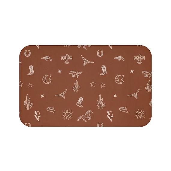 Western Bath Mat Cowboy Decor Western Bath Rug Western Bathroom Decor Ranch Decor Farmhouse Decor Western Bathroom Accessories Wild West