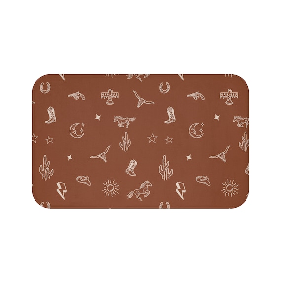 Western Bath Mat Cowboy Decor Western Bath Rug Western Bathroom Decor Ranch Decor Farmhouse Decor Western Bathroom Accessories Wild West