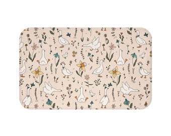Silly Goose Bath Mat Funny Bathroom Decor Non-Slip Rug Whimsical Shower Cute Kids Bath Decor Housewarming Gift Farmhouse Decor Bird Lover