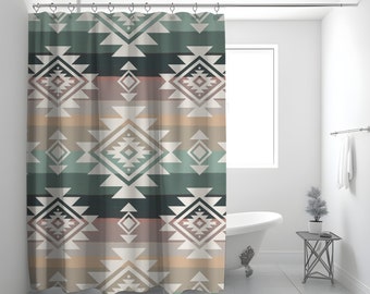 Southwestern Shower curtain Aztec print Bathroom Decor Southwestern Decor Ranch Home Decor Western Home Decor Housewarming Gift Western Home