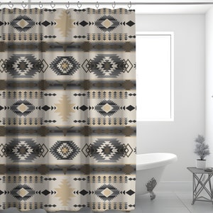 Aztec Shower Curtain Southwestern Bull Skull Western Decor Cow Print Bathroom Ranch Home Decor Modern Farmhouse Cowboy Housewarming Gift