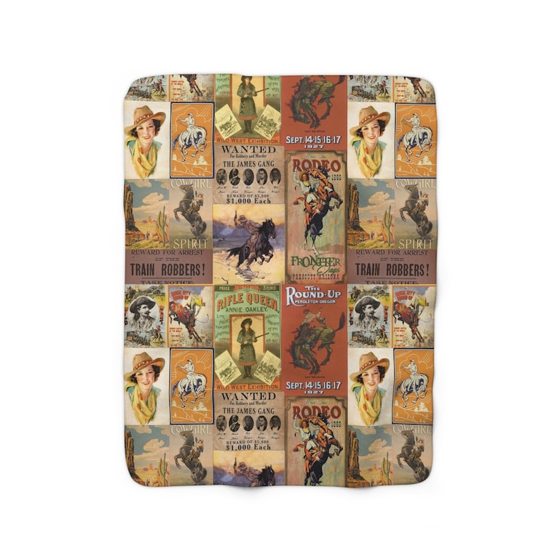 Western Posters Blanket Sherpa Fleece Blanket Western Blanket Western Gift For Ranch Decor Western Decor Vintage Western Gift For Cowgirl image 6