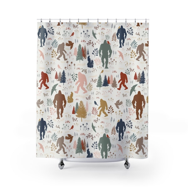 Bigfoot Shower Curtain Bigfoot Gifts Bigfoot Lover Bigfoot Decor Fun Bathroom Decor Nature Lover Funny Shower Curtain Cryptid Gift Sasquatch