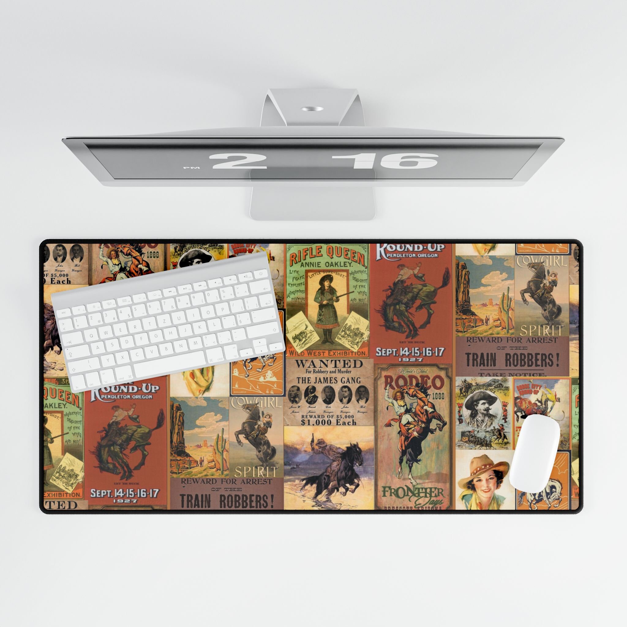 Retro Western Desk Mat Cowgirl Office Decor Western Mousepad Large ...
