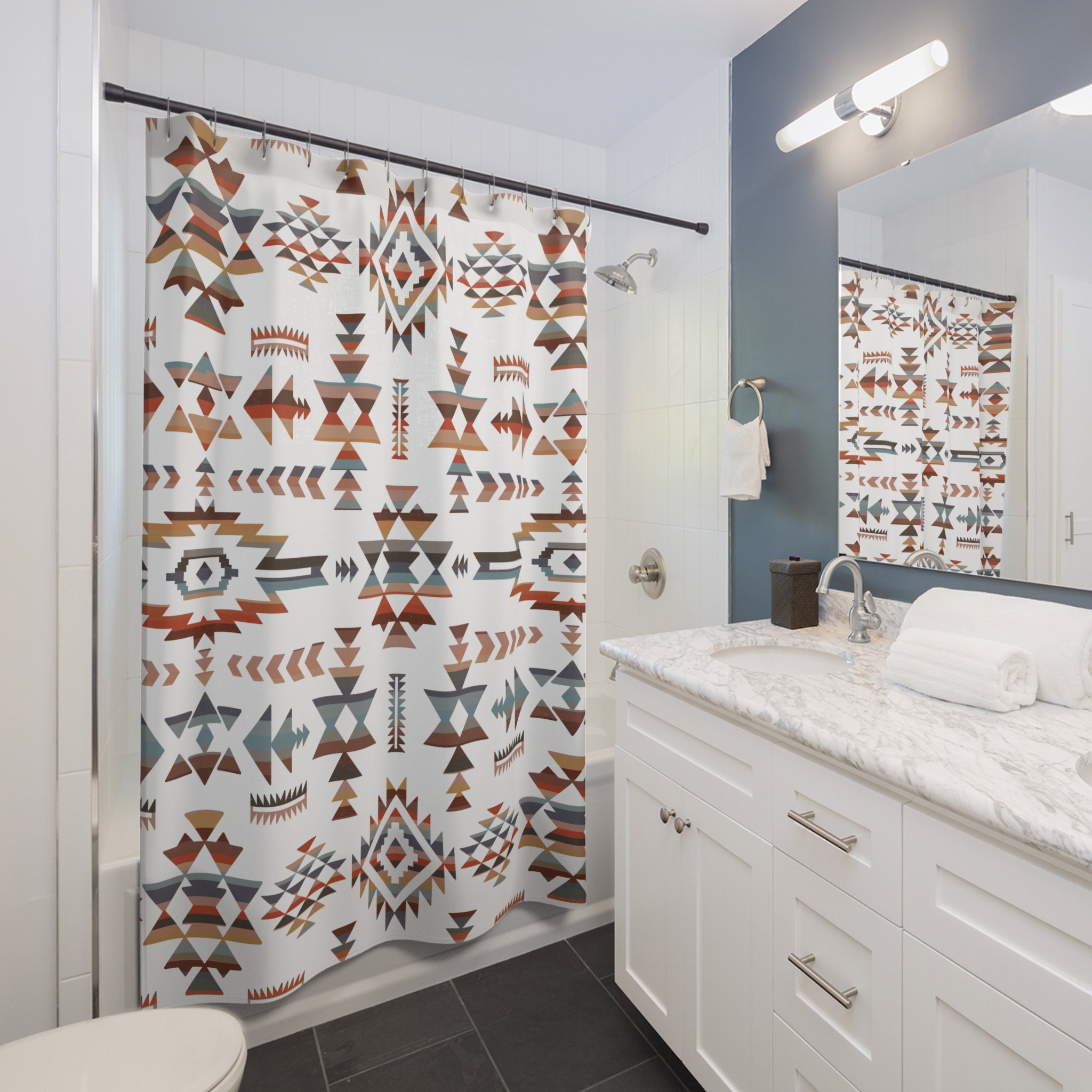 Aztec Shower Curtain Southwestern Shower Curtain Aztec Print Bathroom