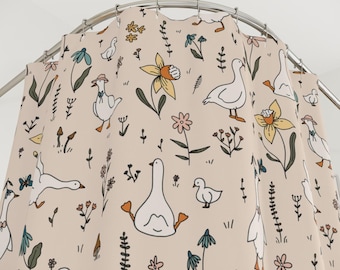 Silly Goose Shower Curtain Funny Bathroom Decor Kids Bath Decor Animal Lover Gift Bathroom Makeover Cottagecore Theme Bird Lover Farmhouse