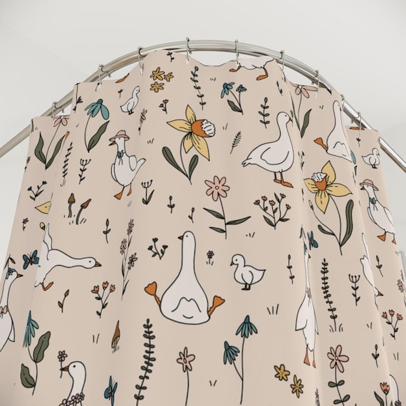 Silly Goose Shower Curtain Funny Bathroom Decor Kids Bath Decor Animal Lover Gift Bathroom Makeover Cottagecore Theme Bird Lover Farmhouse