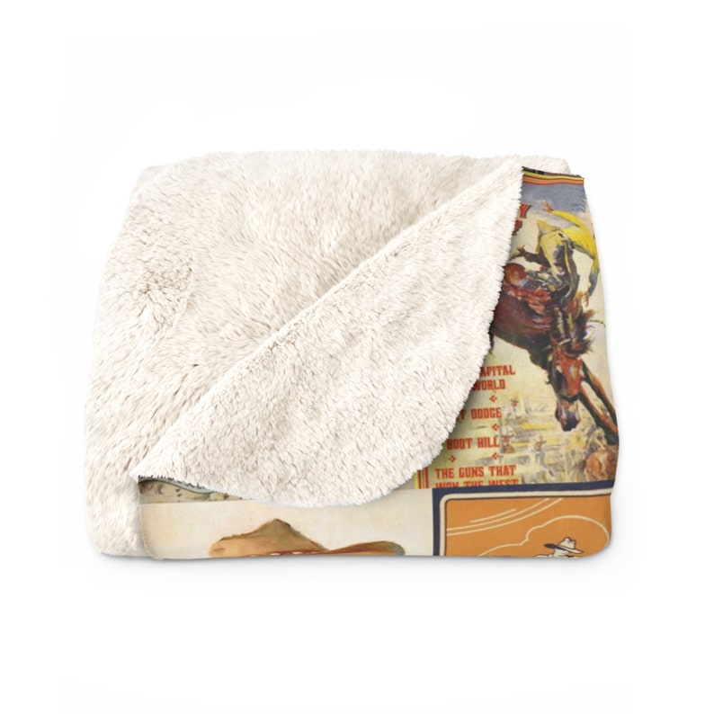 Western Posters Blanket Sherpa Fleece Blanket Western Blanket Western Gift For Ranch Decor Western Decor Vintage Western Gift For Cowgirl image 3