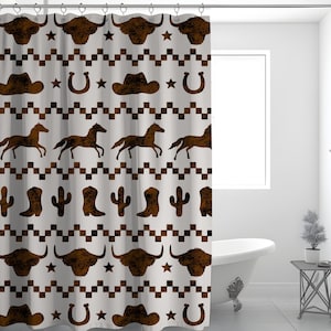 Western Shower Curtain Cowboy Decor Western Decor Farmhouse Decor Farmhouse Bathroom Decor Country Decor Ranch Decor Rustic Decor Farm Gift