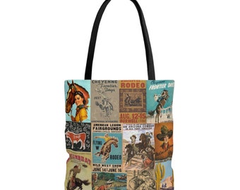 Western Tote Bag Western Accessories Western Style Western Gift Vintage Western Vintage Cowboy Cute Tote Bag Cowgirl Gift Cowgirl Style