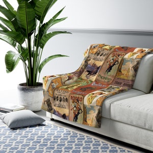 Western Posters Blanket Sherpa Fleece Blanket Western Blanket Western Gift For Ranch Decor Western Decor Vintage Western Gift For Cowgirl image 5
