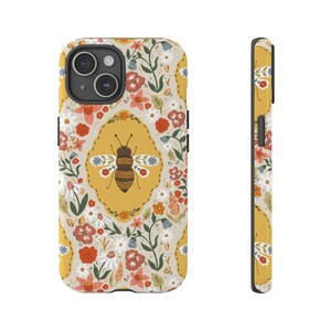 Phone Case, Bee and Flowers Tough Protective Cover, Floral Design, Nature Lover Gift, Hard Shell Smartphone Case, Cute Insect Pattern Spring image 10