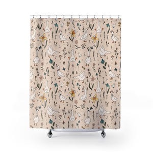 Silly Goose Shower Curtain Funny Bathroom Decor Kids Bath Decor Animal Lover Gift Bathroom Makeover Cottagecore Theme Bird Lover Farmhouse image 4