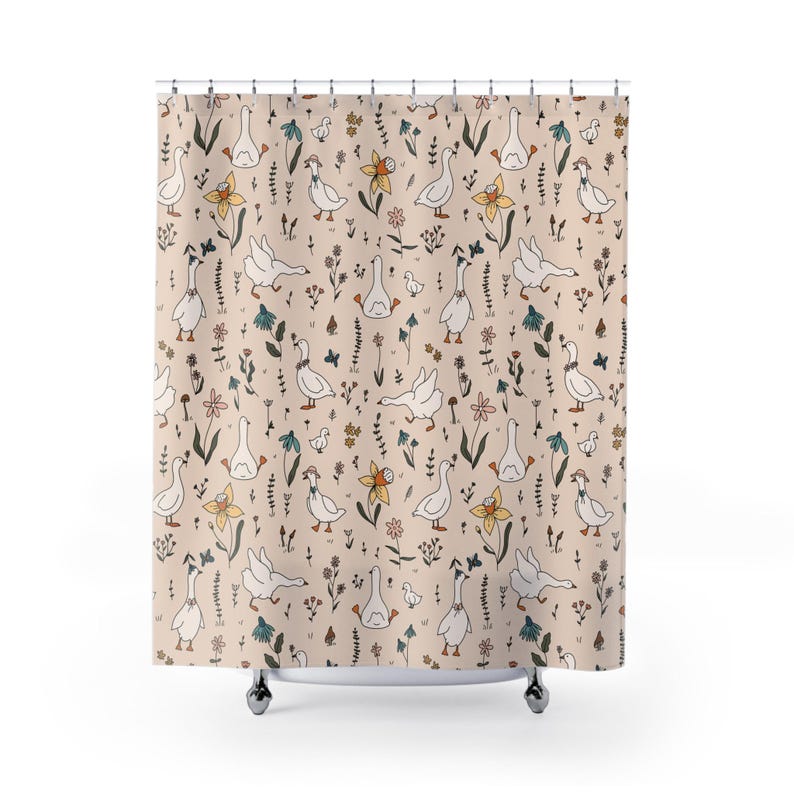 Silly Goose Shower Curtain Funny Bathroom Decor Kids Bath Decor Animal Lover Gift Bathroom Makeover Cottagecore Theme Bird Lover Farmhouse image 4