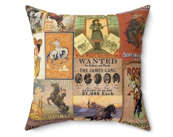 Western Pillow Wild West Cowboy Pillow Western Decor Vintage Western Vintage Cowboy Retro Cowboy Ranch Decor Cowboy Decor Wild West Decor