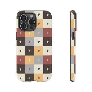 Checkered Phone Case Heart iphone Case Aesthetic Phone Case Retro Phone Case Cute Phone Case Trendy Phone Case iPhone 15 Case Samsung Case