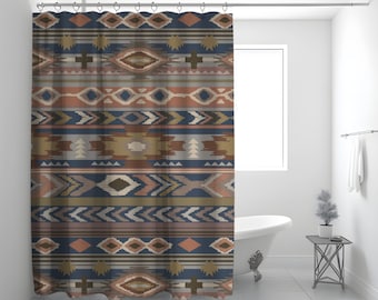 Southwestern Shower curtain Aztec print Bathroom Decor Southwestern Decor Ranch Home Decor Western Home Decor Housewarming Gift Western Home