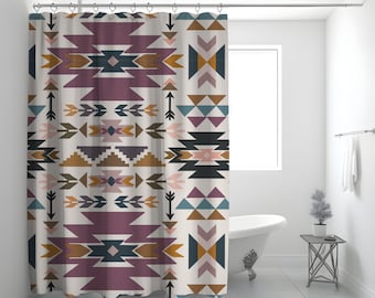Southwestern Shower curtain Aztec print Bathroom Decor Southwestern Decor Ranch Home Decor Western Home Decor Western Bathroom Western Home