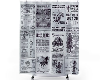 Cortina de ducha occidental Vintage, cortina de ducha occidental Vintage, póster occidental, cortina de ducha, cortina de ducha Rodeo, decoración occidental, casa de campo