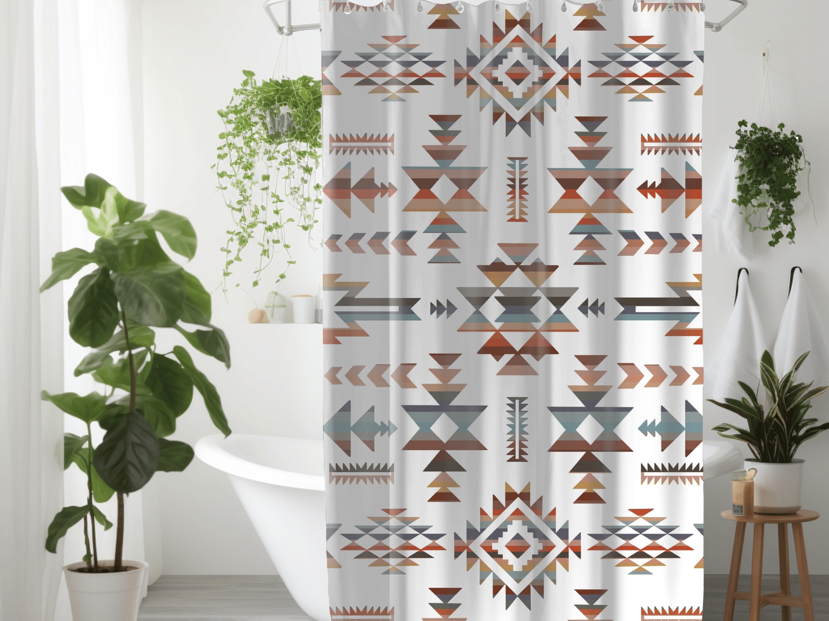 Aztec Shower Curtain Southwestern Shower Curtain Aztec Print Bathroom