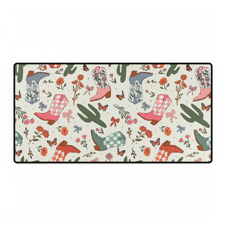 Retro Western Desk Mat Cowgirl Office Decor Western Mousepad Large ...