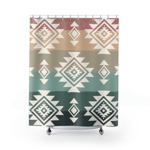 Southwestern Shower curtain Aztec print Bathroom Decor Southwestern Decor Ranch Home Decor Western Home Decor Housewarming Gift Western Home