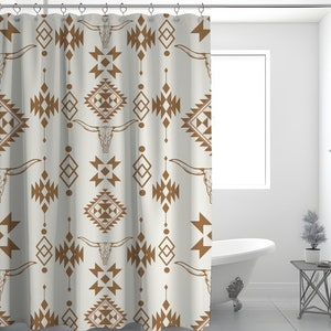 Aztec Shower Curtain Southwestern Shower curtain Aztec print Bathroom Decor Southwestern Decor Ranch Home Decor Western Home Decor Cowboy