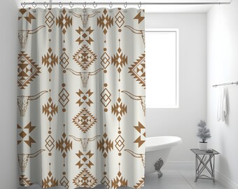Aztec Shower Curtain Southwestern Shower curtain Aztec print Bathroom Decor Southwestern Decor Ranch Home Decor Western Home Decor Cowboy