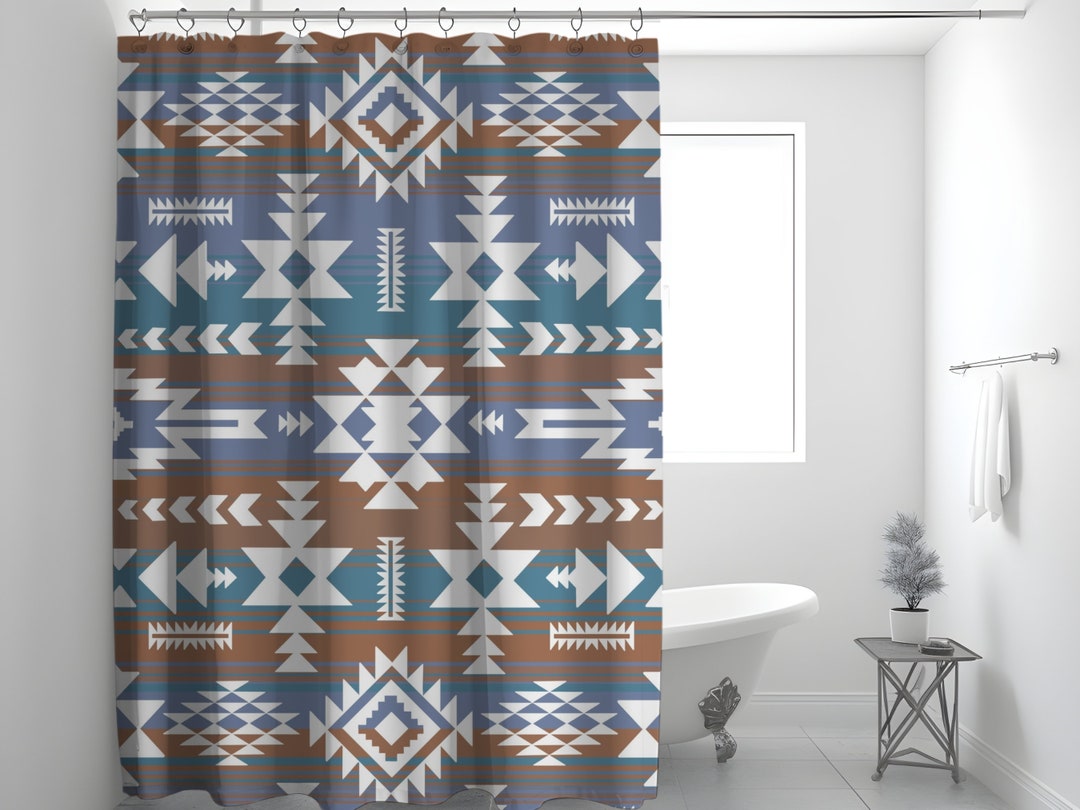 Aztec Shower Curtain Southwestern Shower Curtain Aztec Print Bathroom