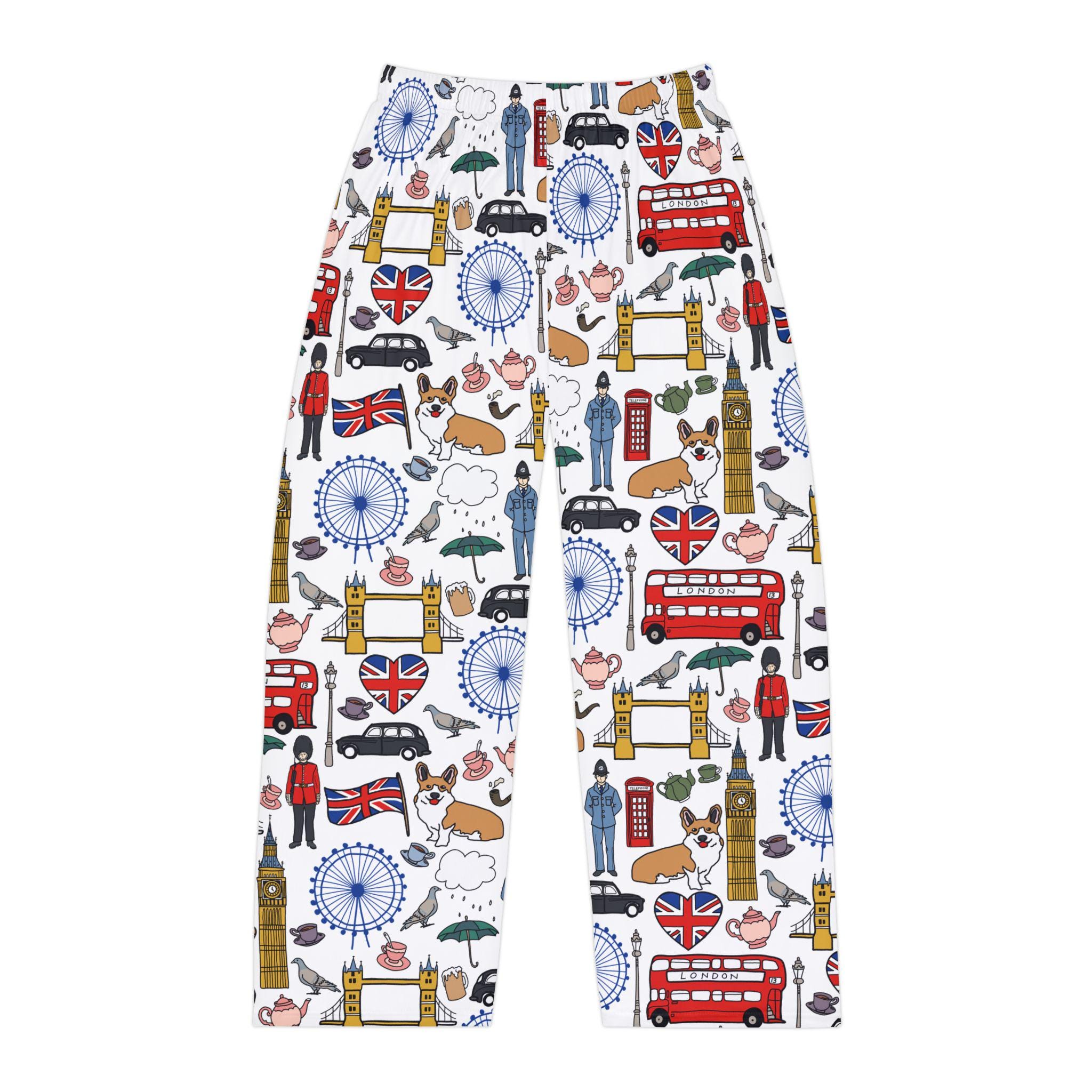 London Men's Pajama Pants, Comfortable Sleepwear for Him, British Theme Lounge Bottoms, Great Gift for Dad, UK Nightwear,Cozy Sleep Pants